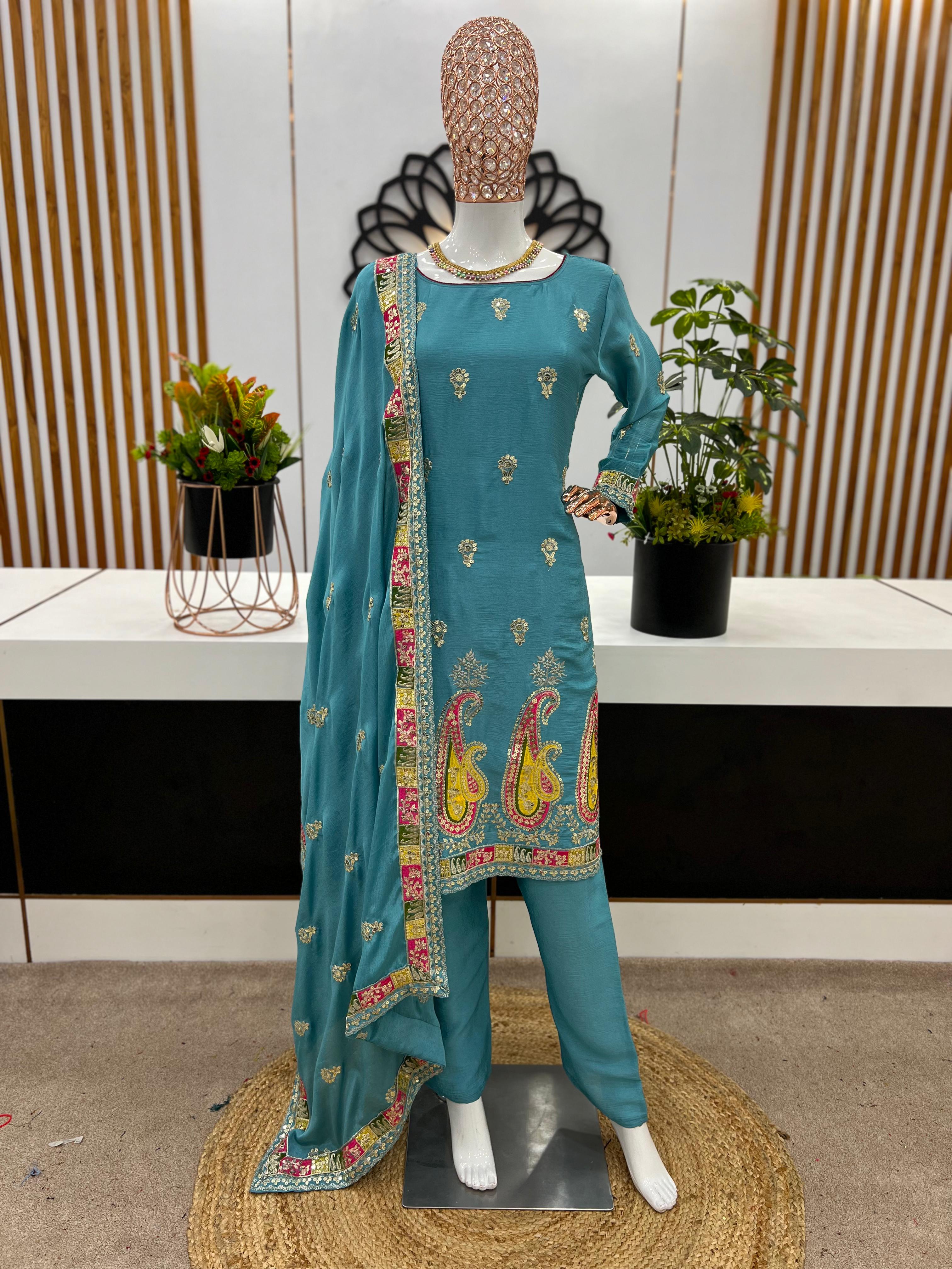 Ramdan Eid Special Sky Blue Color Salwar Suit