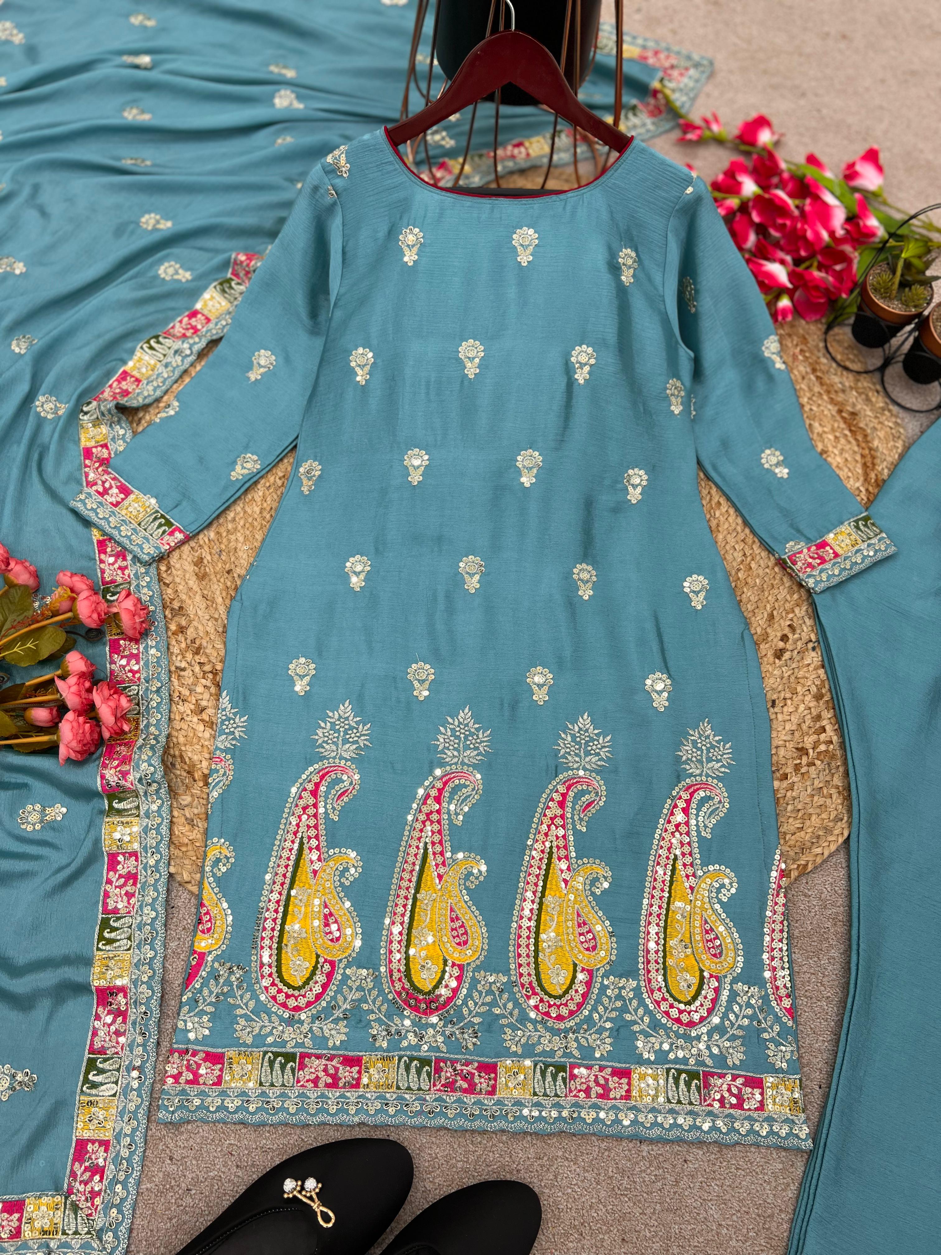 Ramdan Eid Special Sky Blue Color Salwar Suit