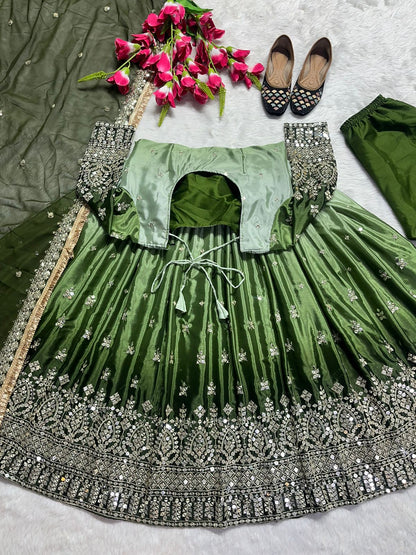 Innovative Green Color Shaded Anarkali Gown