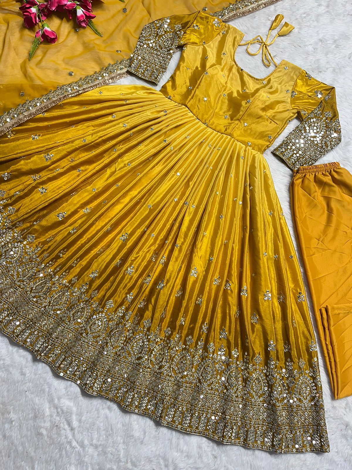 Innovative Mustard Color Shaded Anarkali Gown