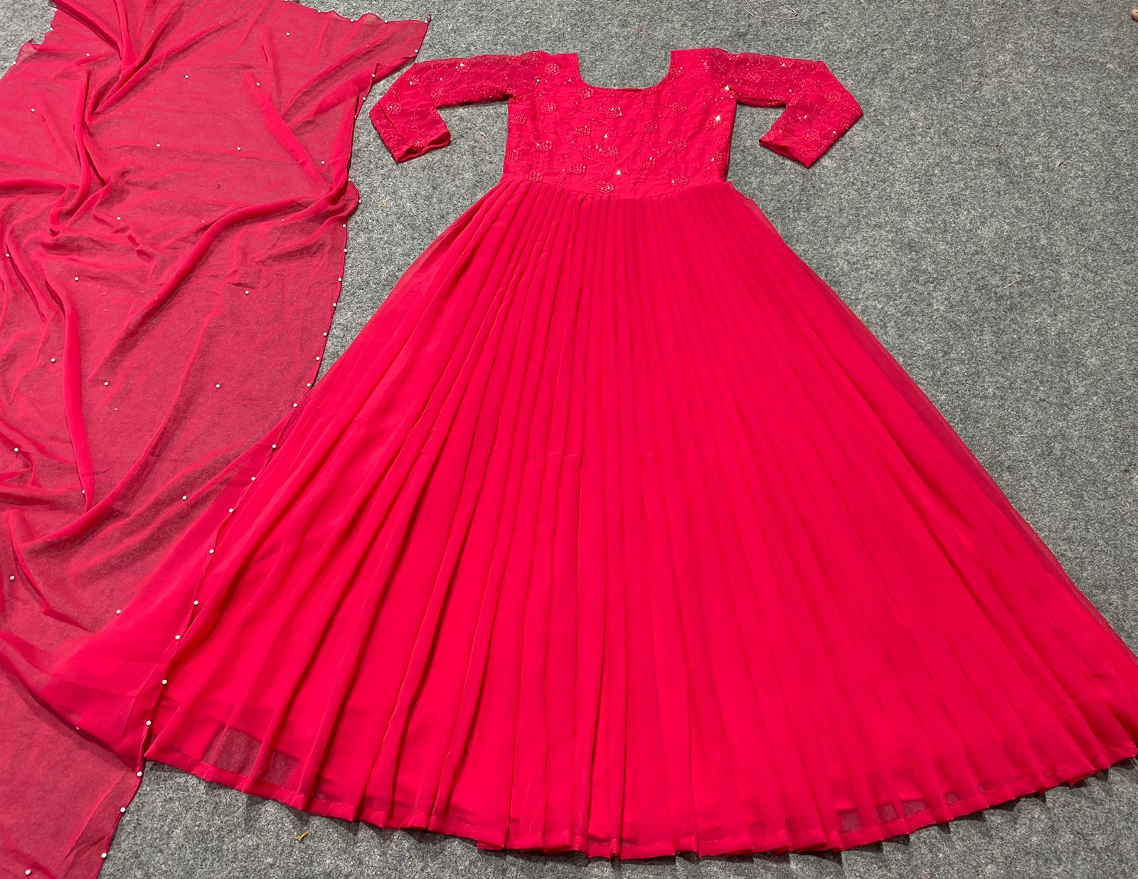 Fantastic Pink Color Sequence Work Long Anarkali Gown