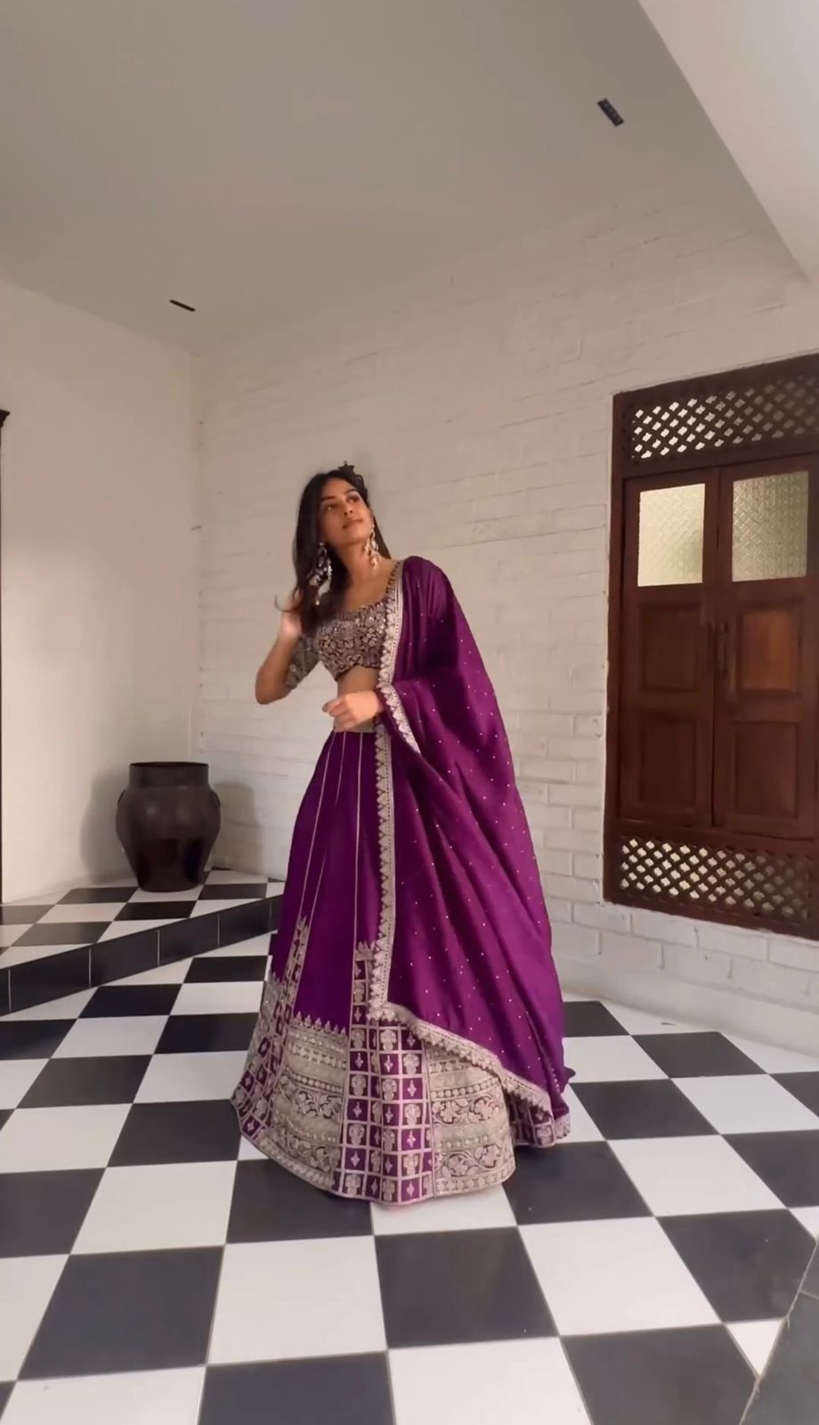 Purple Color Sequence Work Reception Wear Lehenga Choli