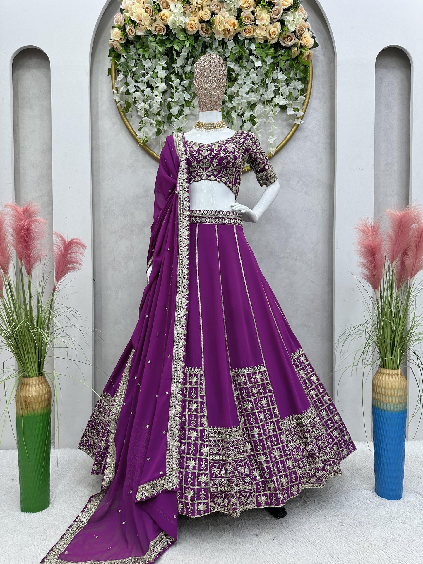 Purple Color Sequence Work Reception Wear Lehenga Choli