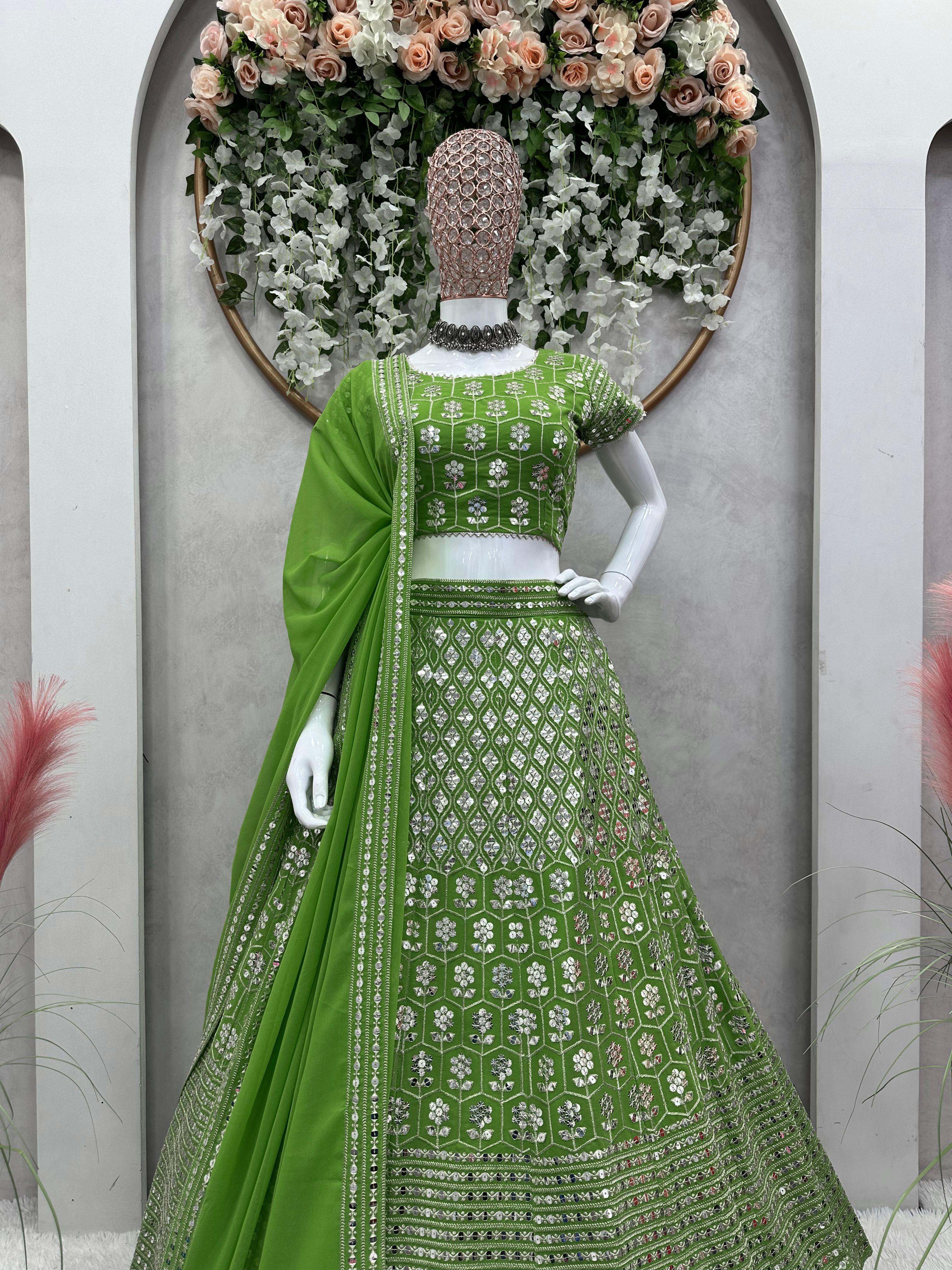 Outstanding Light Green Color Sequence Work Lehenga Choli