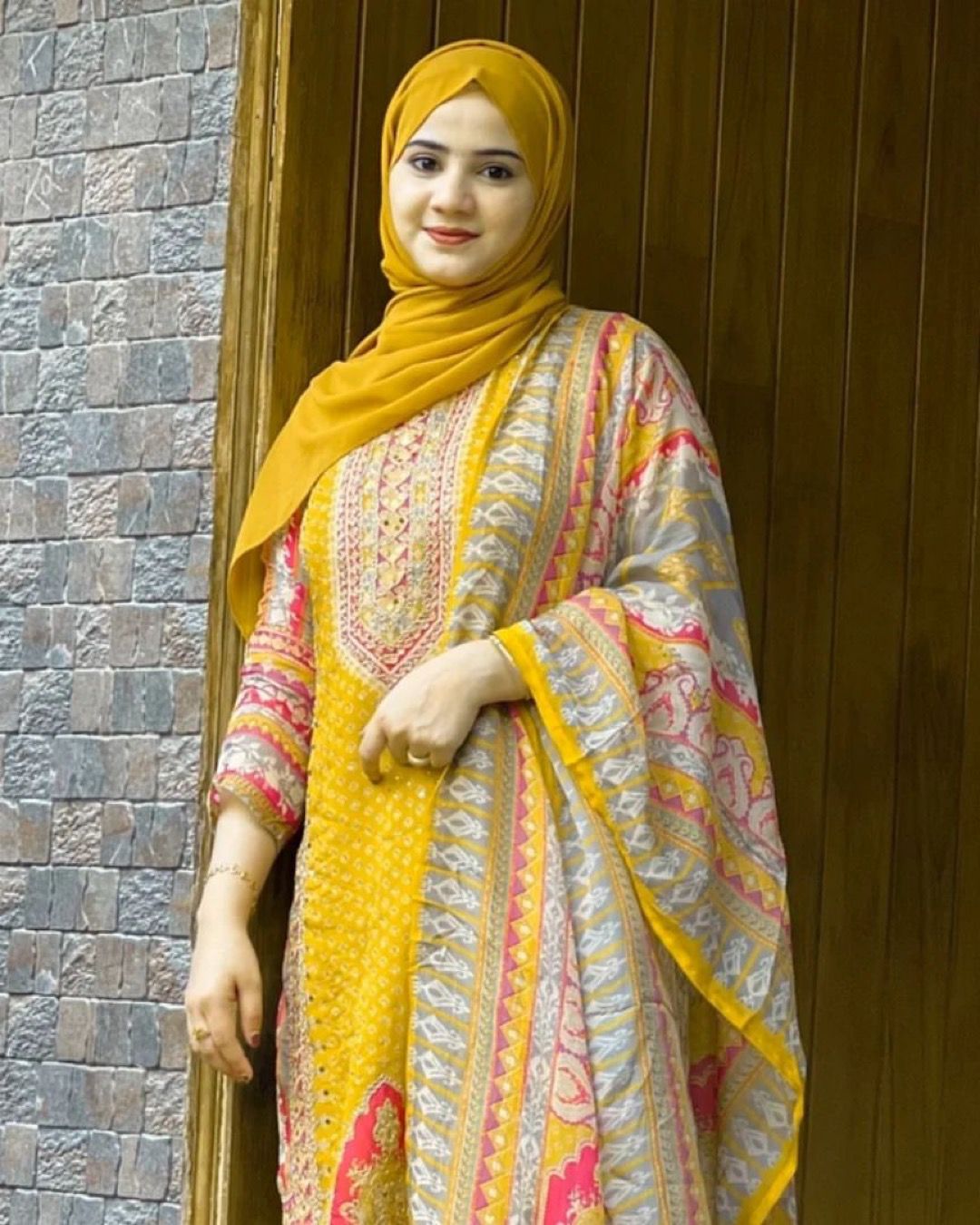 Real Mirror And Stone Hand Work Yellow Salwar Suit