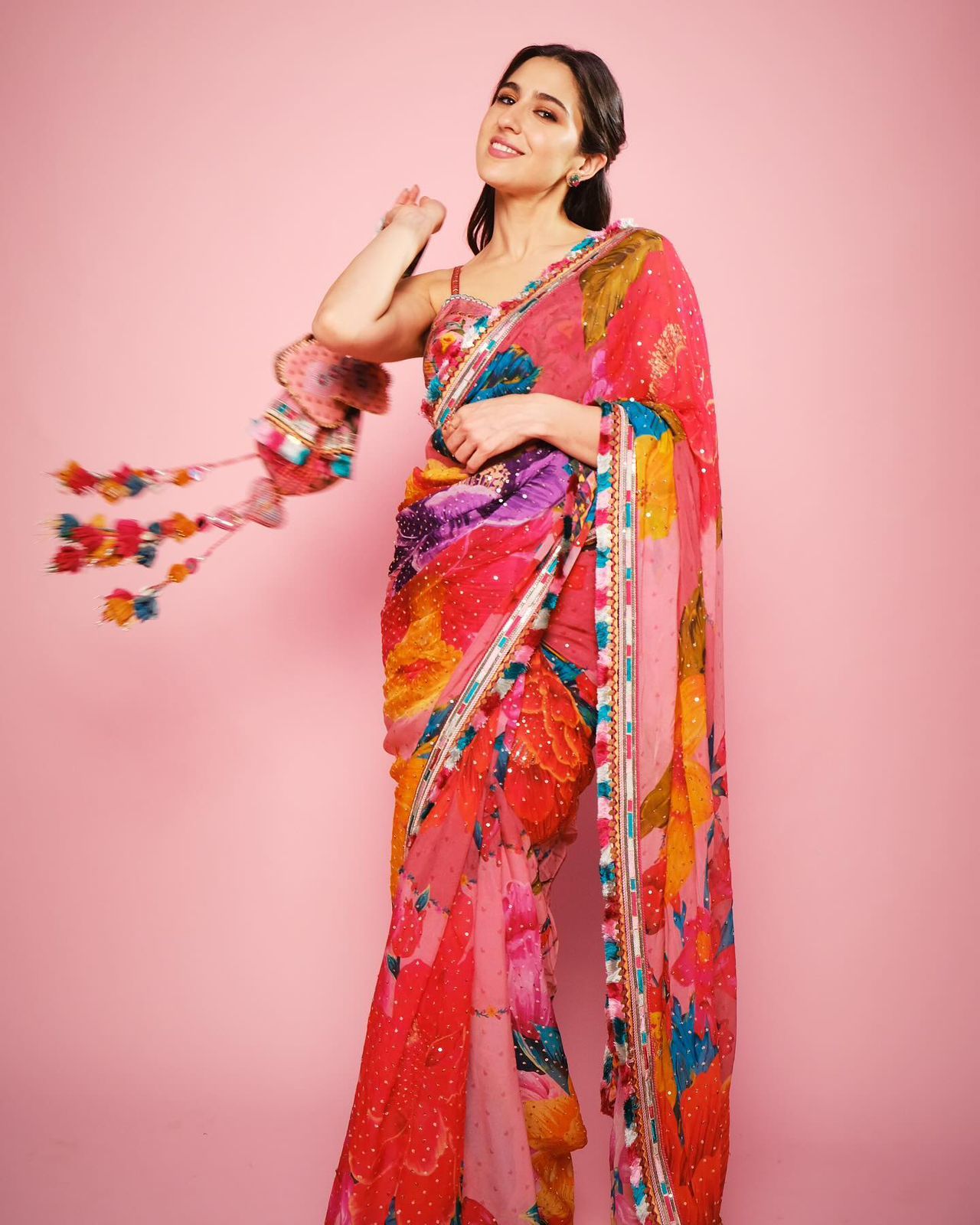 Sara Ali Khan Wear Digital Printed Multi Color Saree