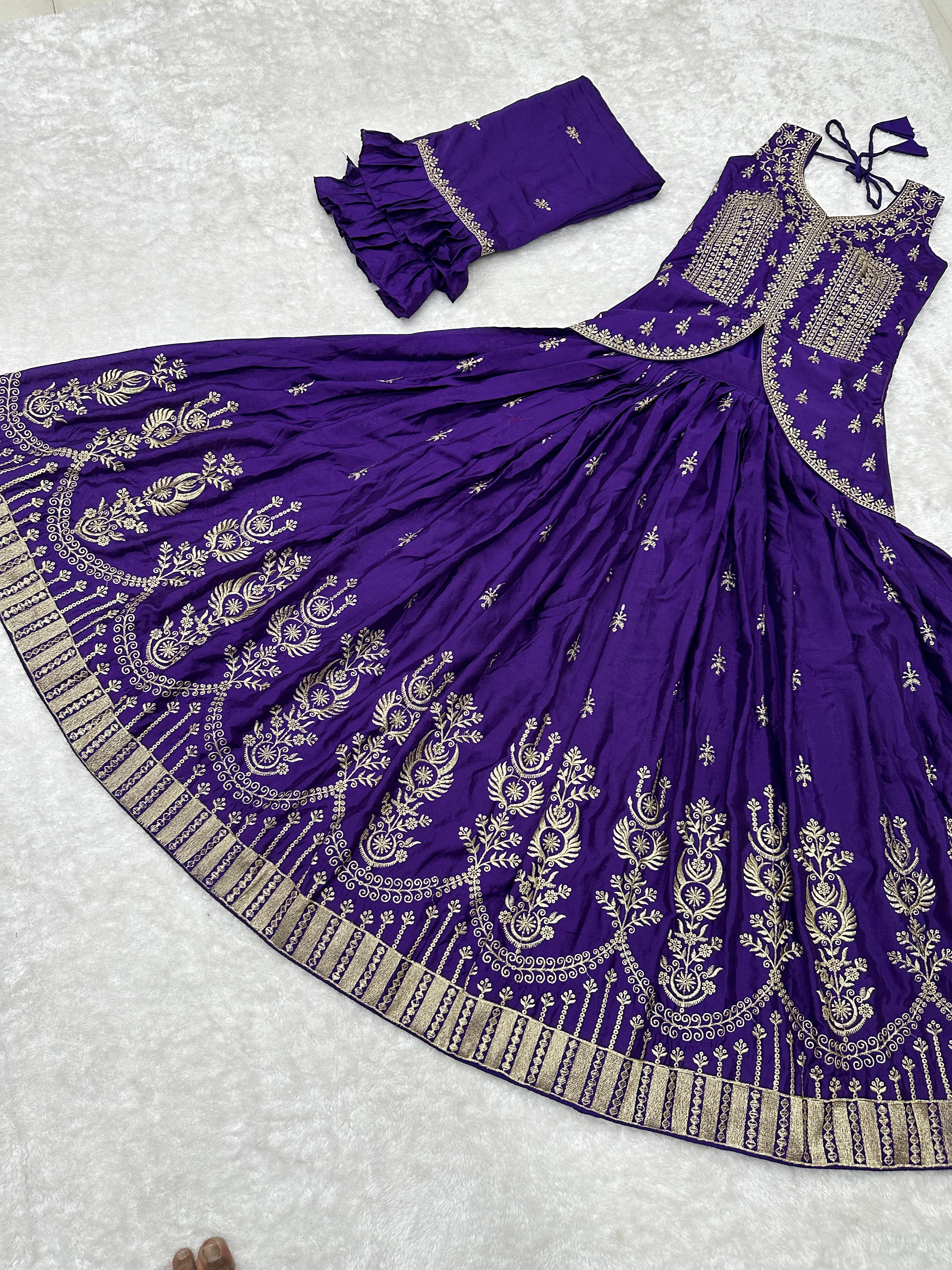 Purple Wedding Wear Lehenga With Fancy Crop Top