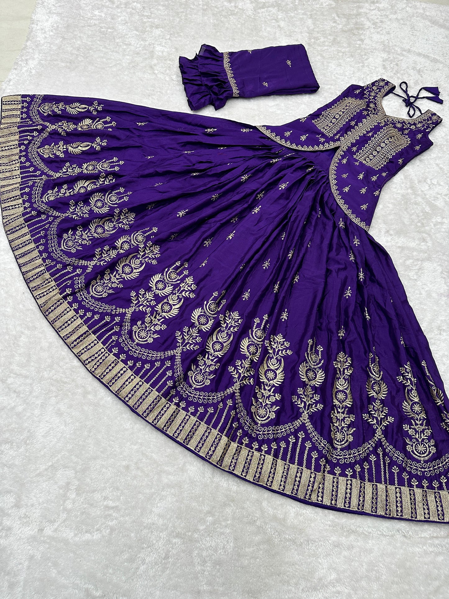 Purple Wedding Wear Lehenga With Fancy Crop Top