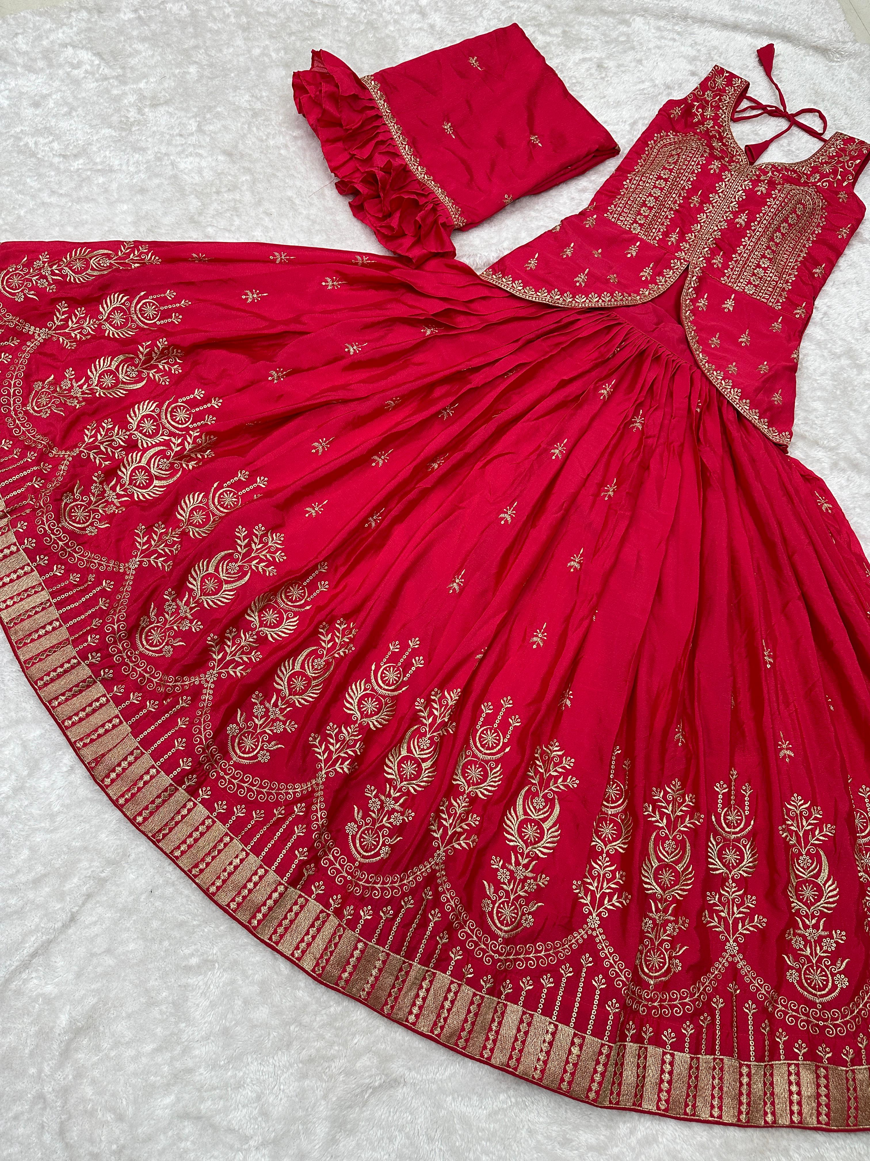 Pink Wedding Wear Lehenga With Fancy Crop Top