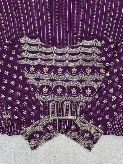 Stylish Purple Sequence Thread Work Lehenga Choli With Shrug