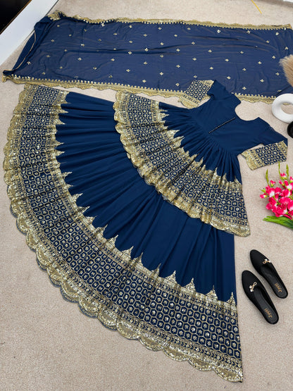 Luxuriant Sequence Work Blue Color Lehenga With Top
