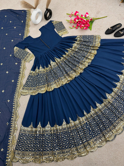Luxuriant Sequence Work Blue Color Lehenga With Top