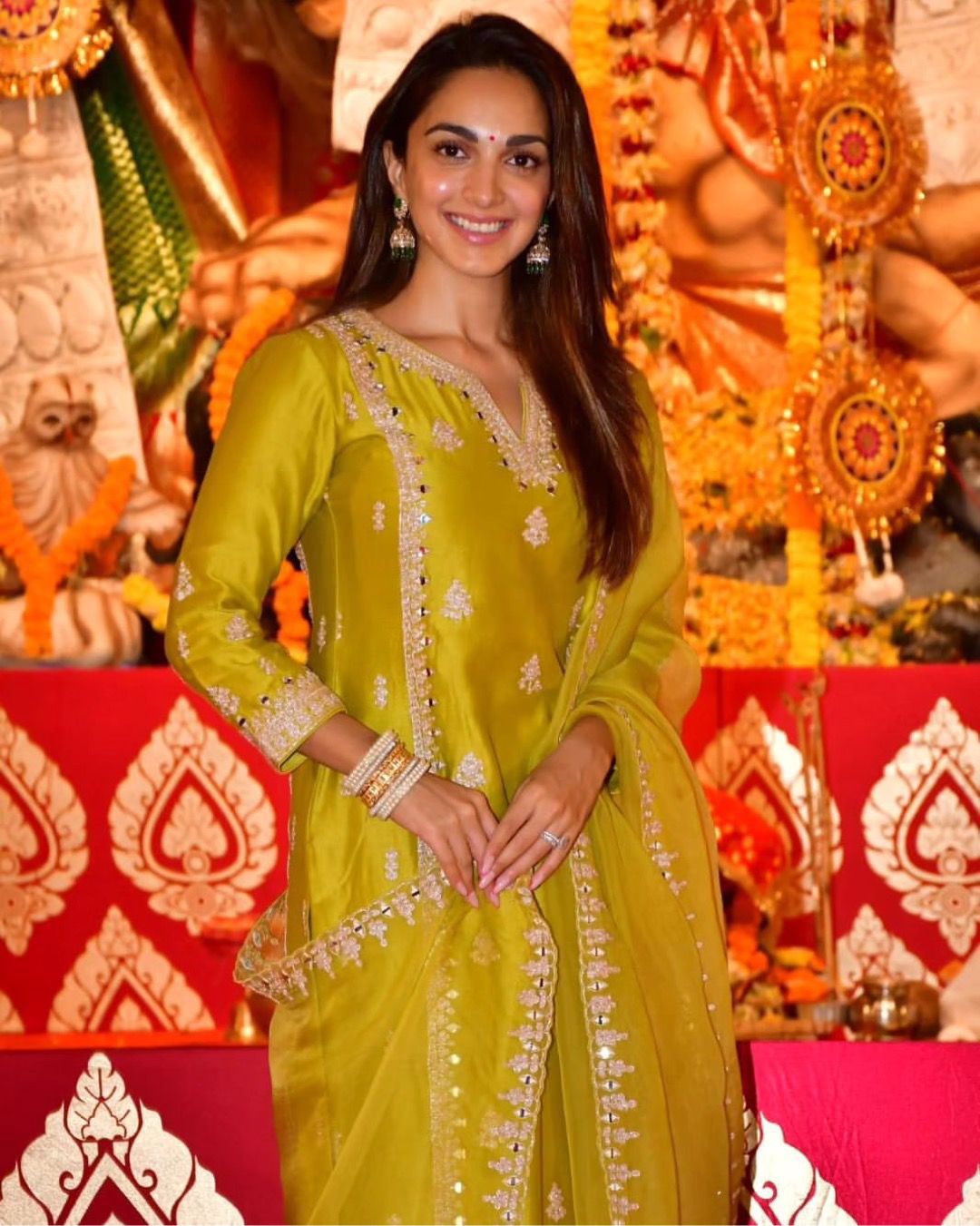 Kiara Advani Wear Designer Yellow Work Palazzo Suit