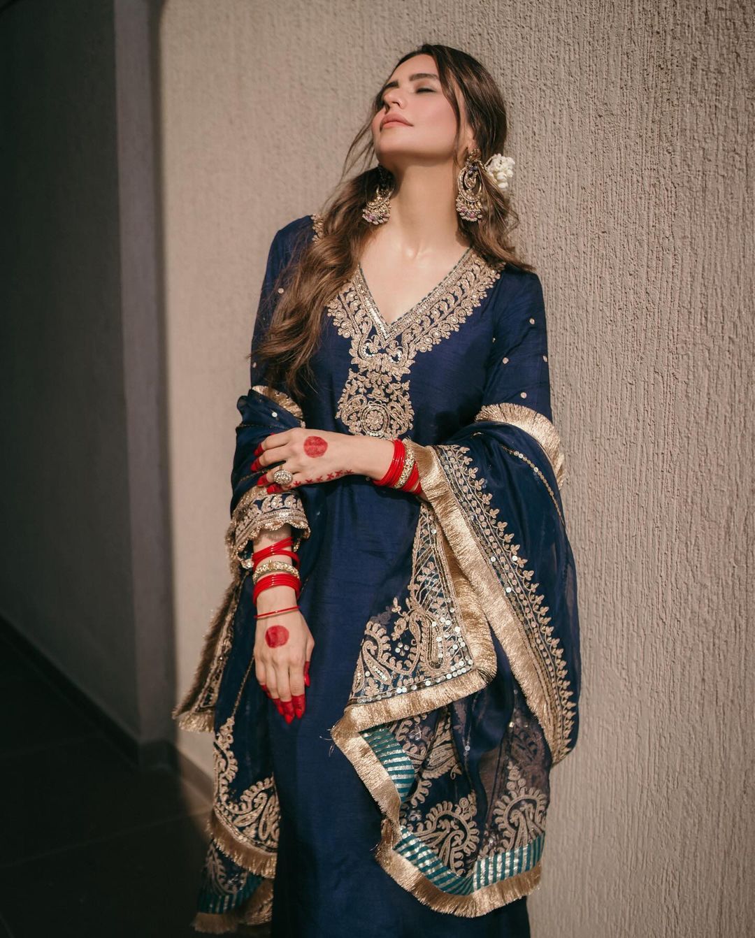 Presenting Navy Blue Palazzo Suit With Heavy Work Dupatta
