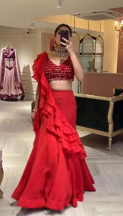 Charming Red Color Raday to wear Lehenga Saree