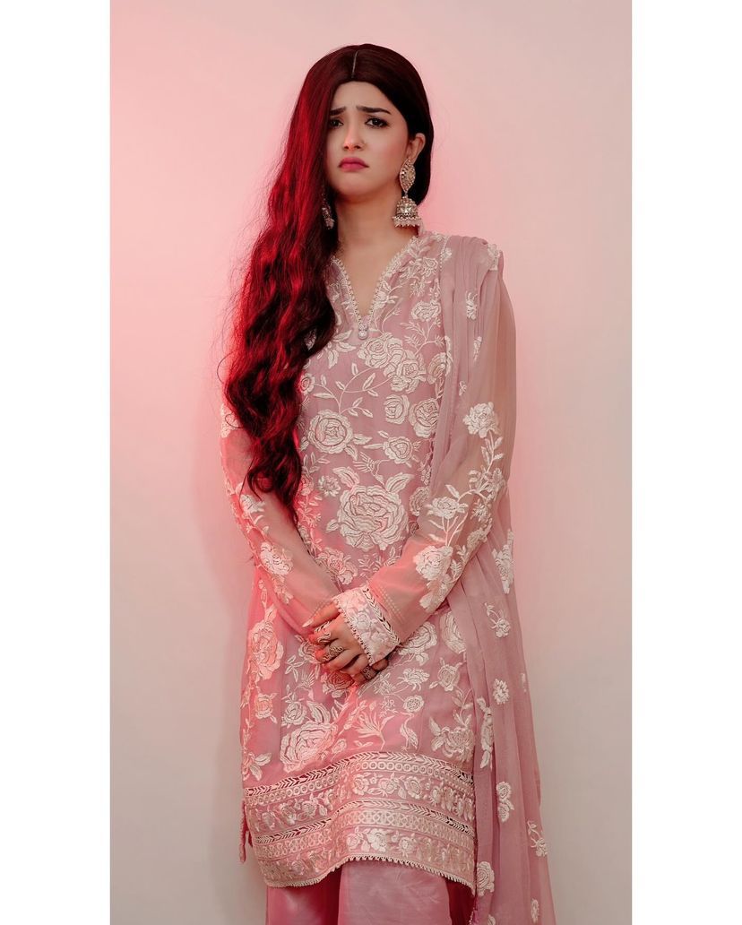 Beautiful Embroidery Work Peach Color Palazzo Suit