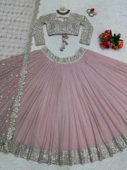 Marriage Special Heavy Work Dusty Pink Lehenga Choli