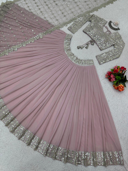 Marriage Special Heavy Work Dusty Pink Lehenga Choli