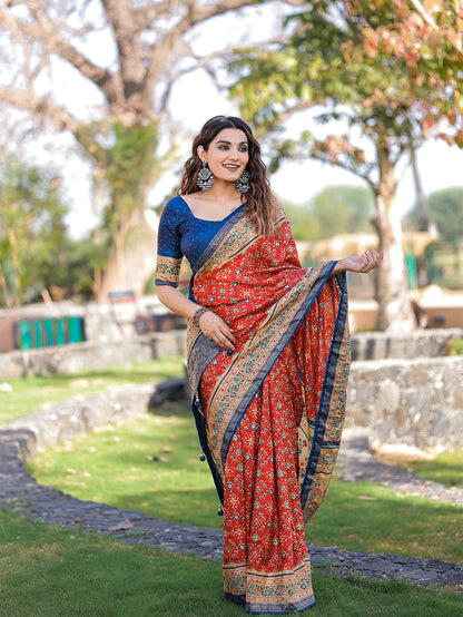 Wedding Function Wear Patola Design Red Color Saree