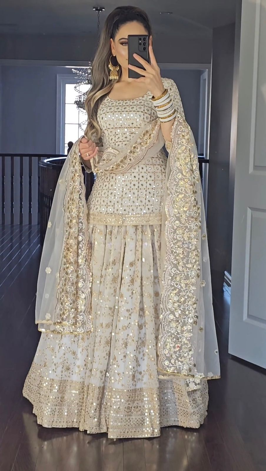 Decent White Color Sequence Embroidery Work Lehenga Suit