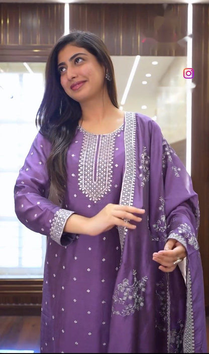 Exclusive Lavender Color Salwar Suit With Heavy Dupatta