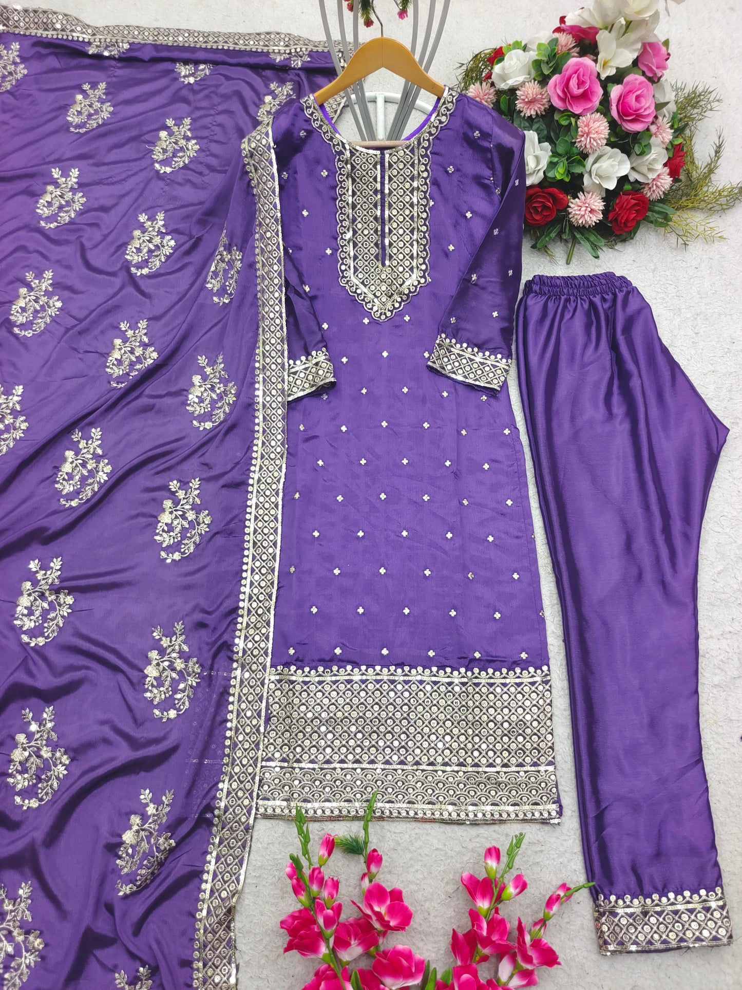 Exclusive Lavender Color Salwar Suit With Heavy Dupatta