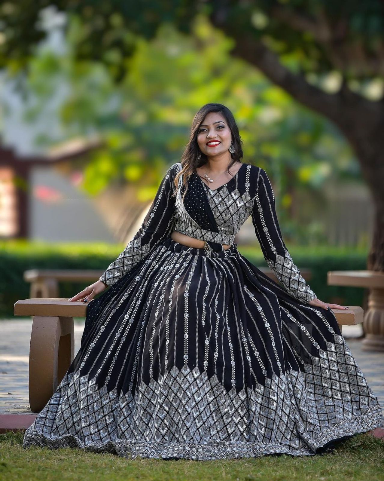 Glimmering Sequence Work Black Color Lehenga Choli