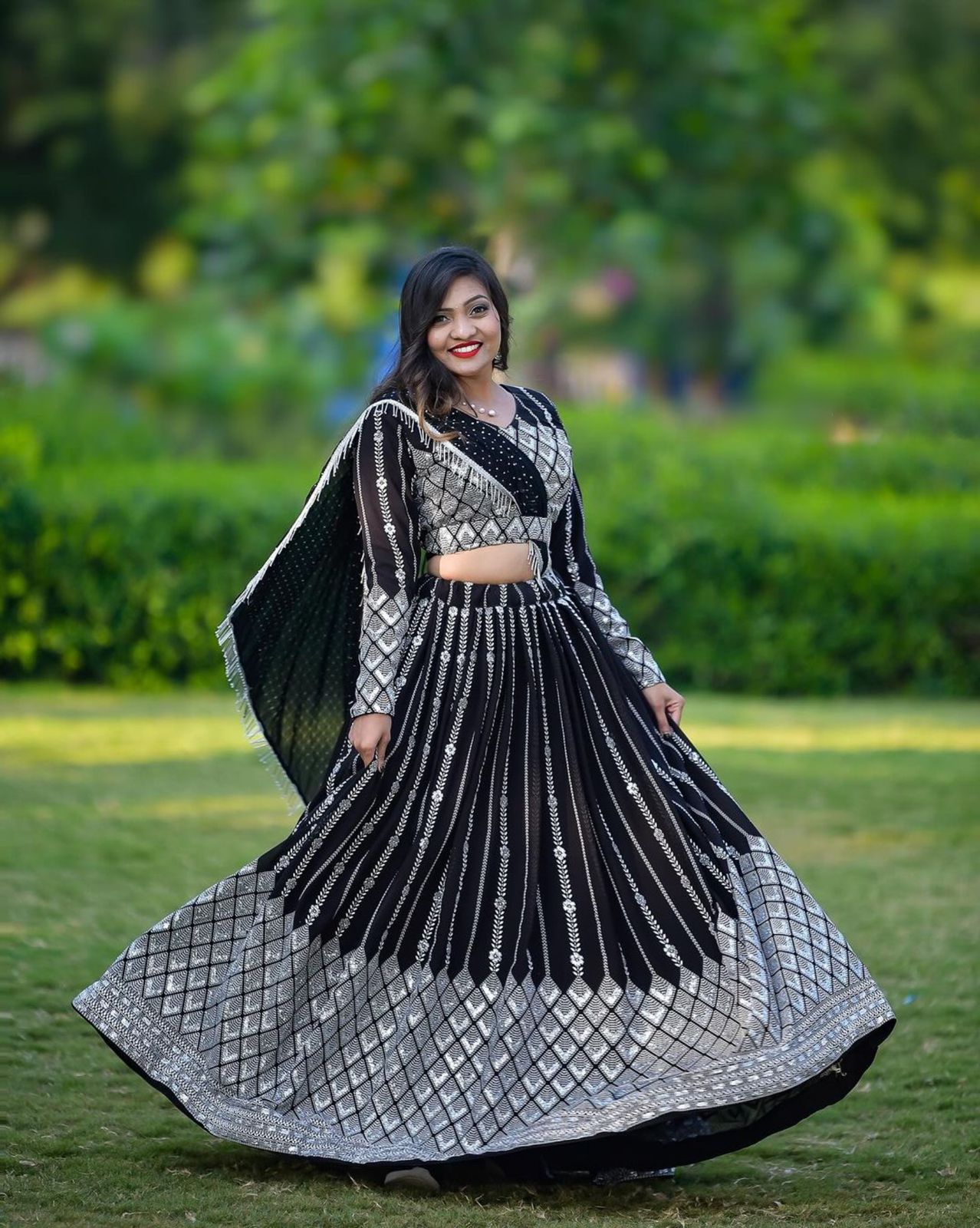 Glimmering Sequence Work Black Color Lehenga Choli