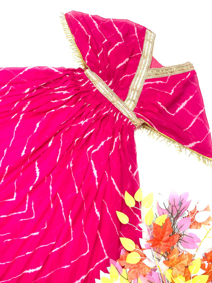 Festival Wear Pink Color Fancy Lehriya Gown