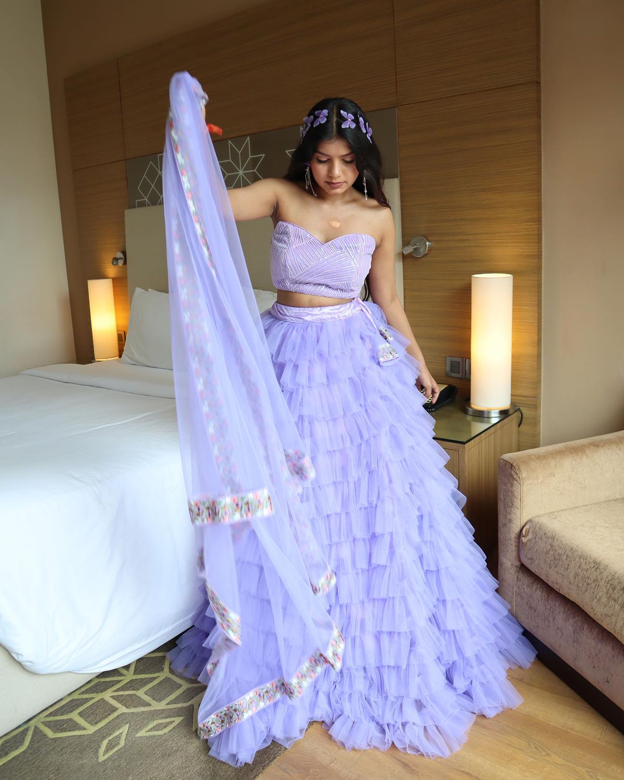 Butterfly Frill Pattern Lavender Color Lehenga Choli