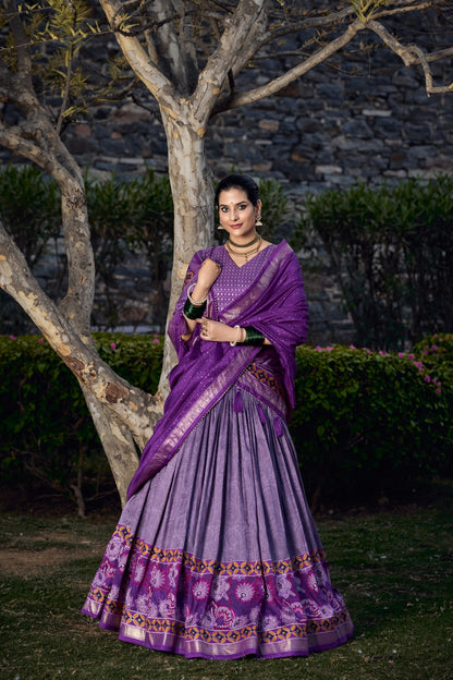 Luxuriant Purple Color Foil Print Lehenga Choli