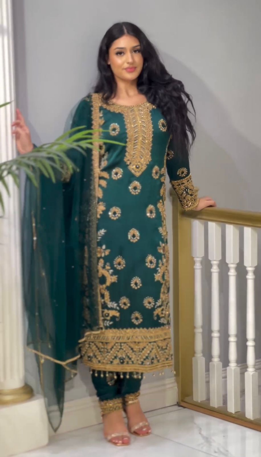 Captivating Teal Blue Color Heavy Work Salwar Suit