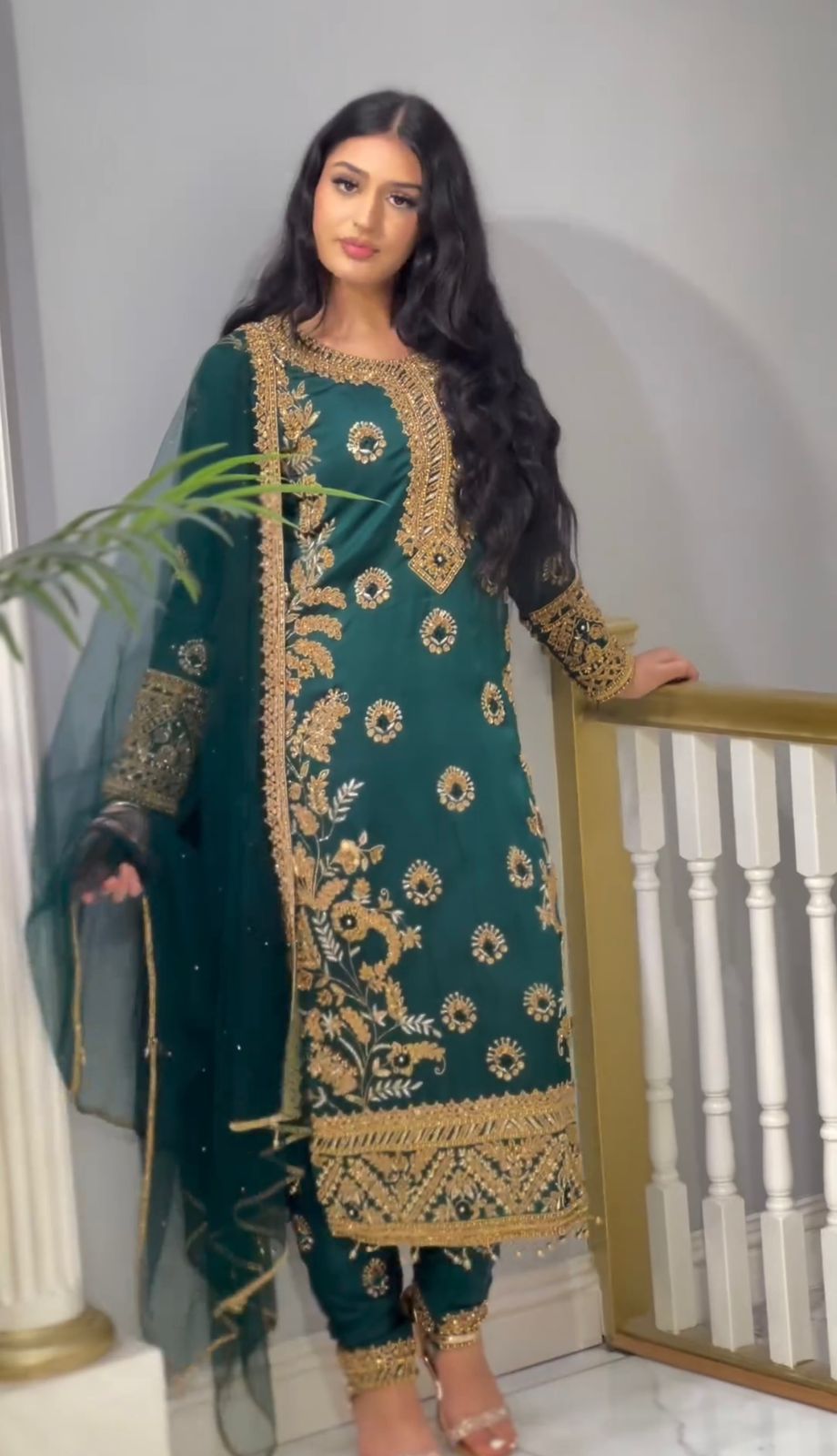 Captivating Teal Blue Color Heavy Work Salwar Suit