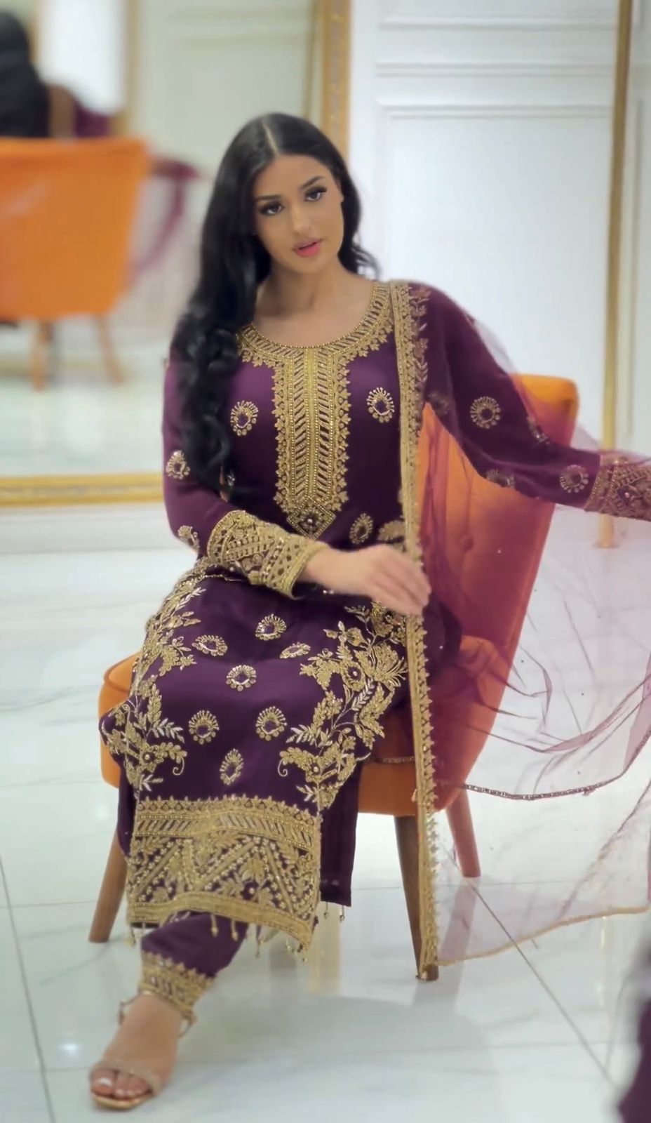 Captivating Wine Color Heavy Work Salwar Suit