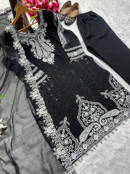 Superhit Heavy Work Black Color Salwar Suit