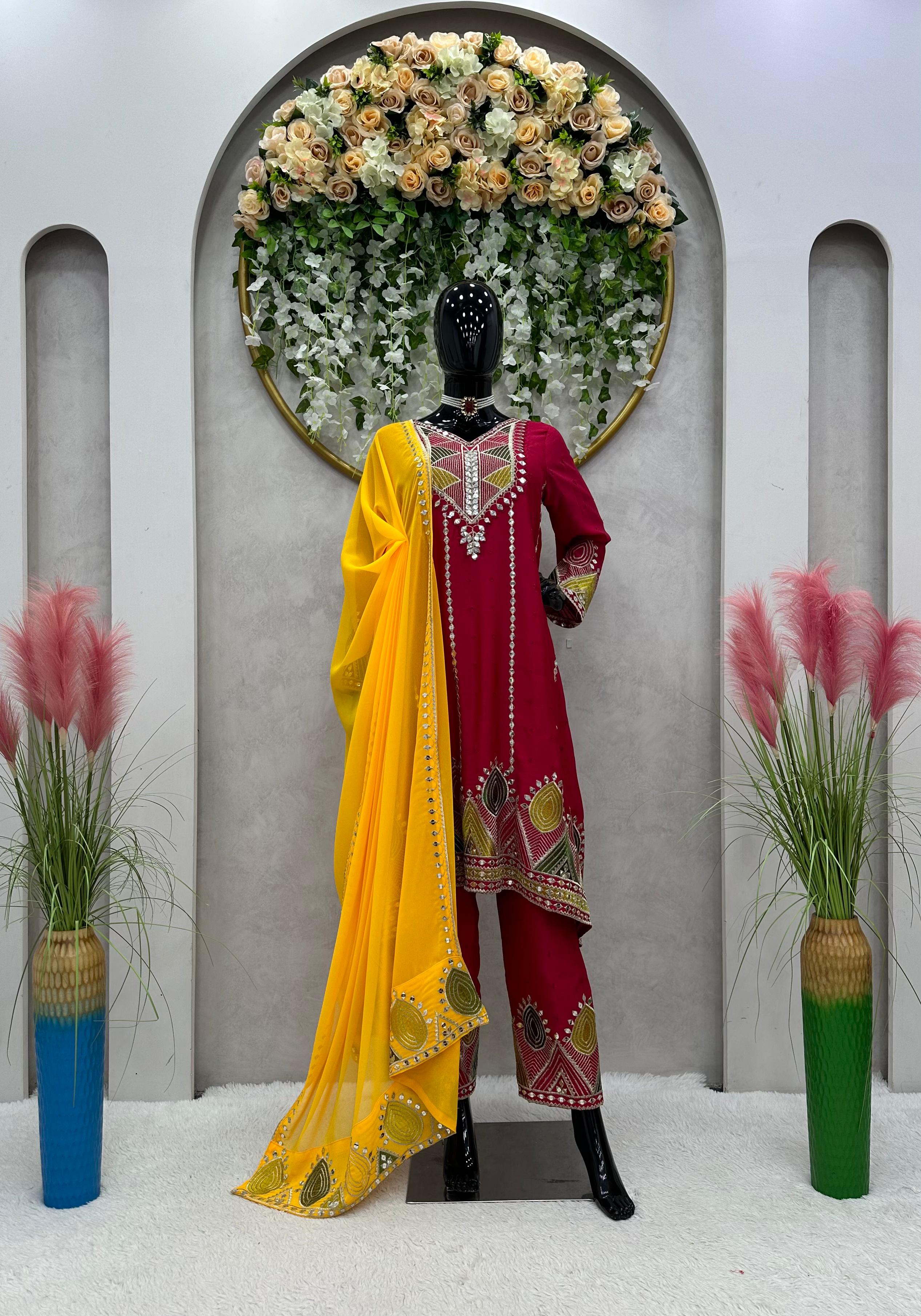 Fabulous Dark Pink Color Salwar Suit With Dupatta