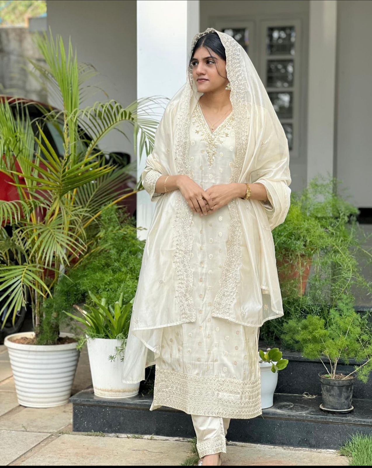 Fantastic White Color Embroidery Work Salwar Suit