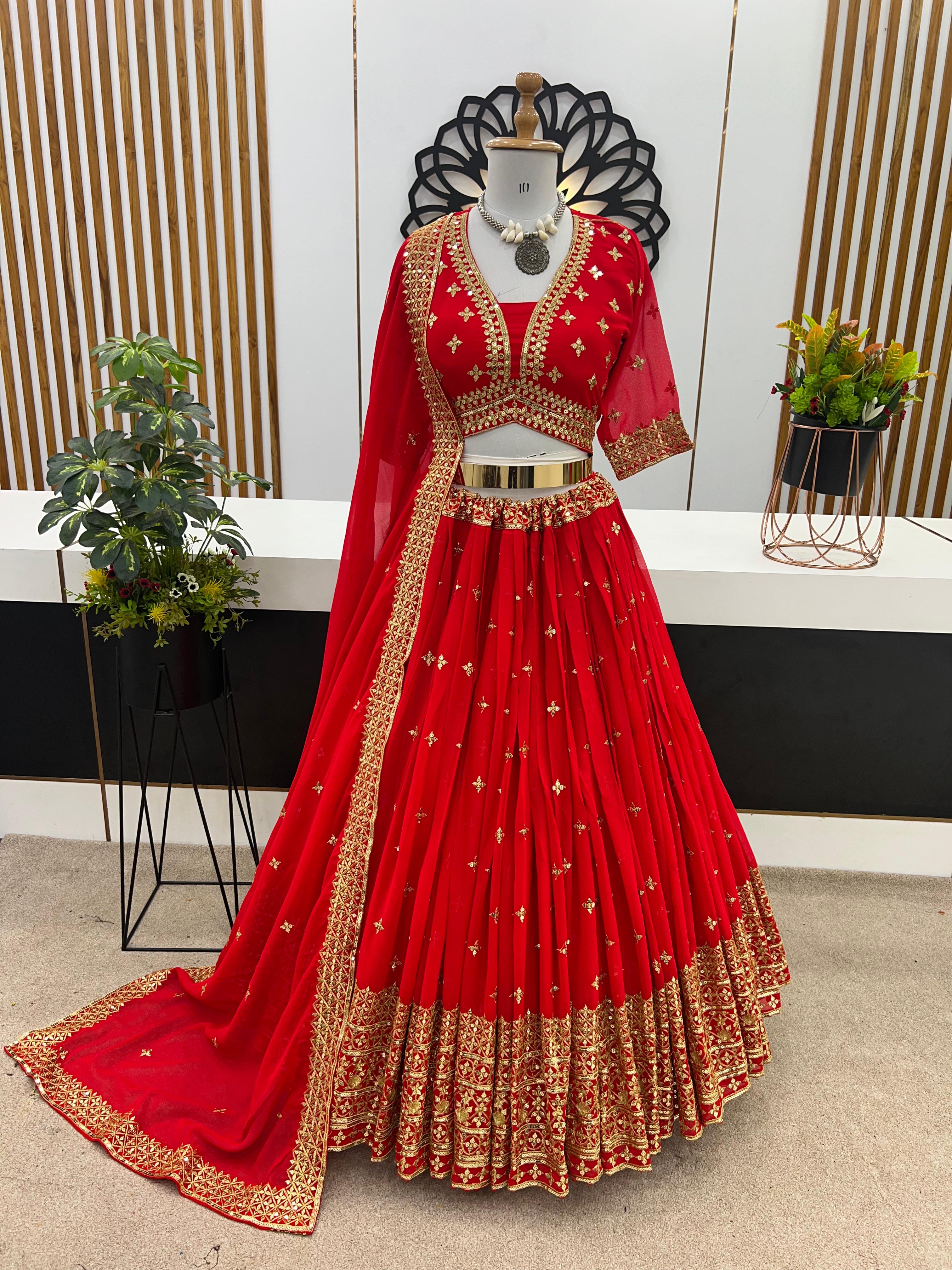 Red Color Wedding Collection Lehenga Choli