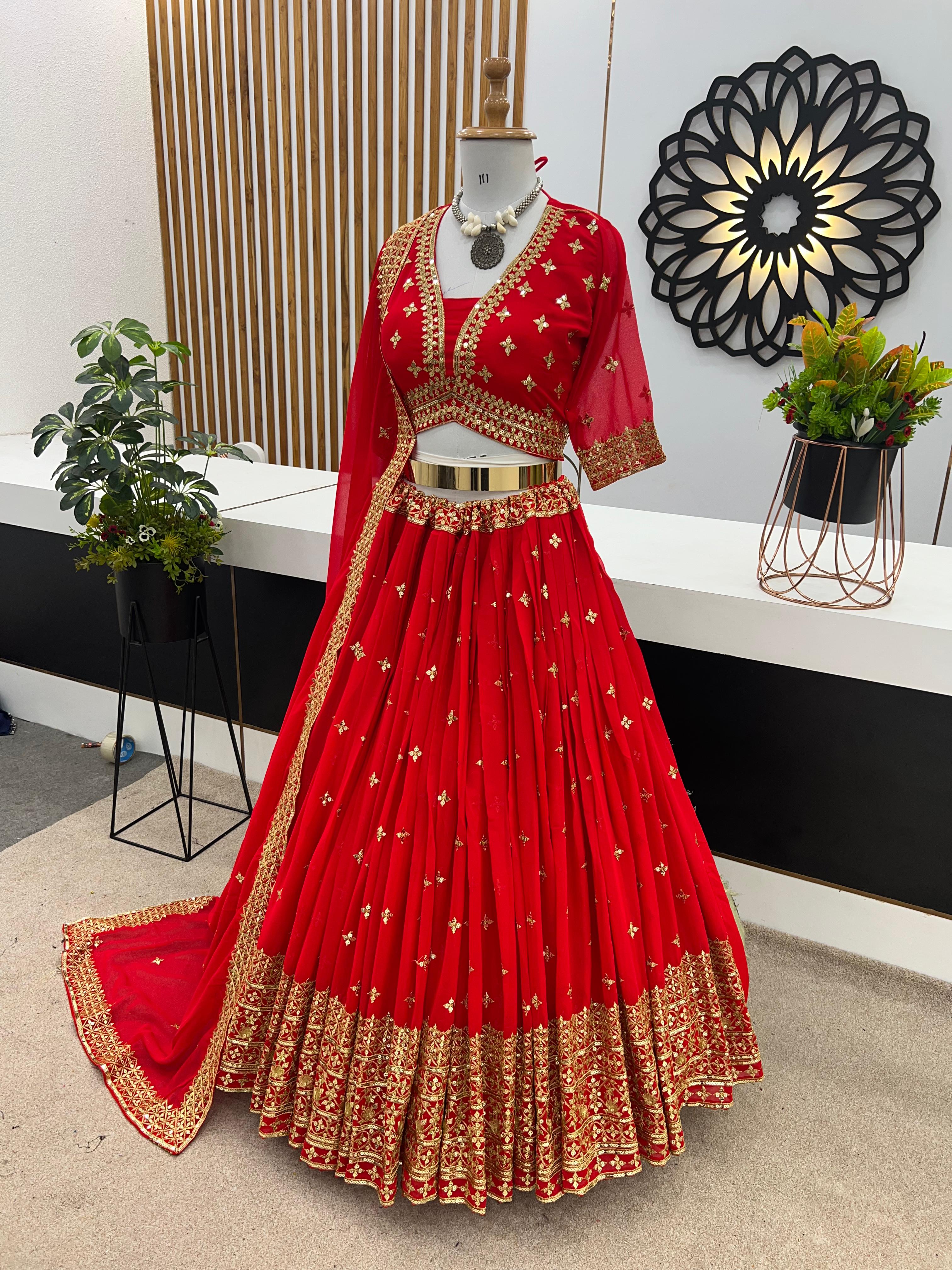 Red Color Wedding Collection Lehenga Choli