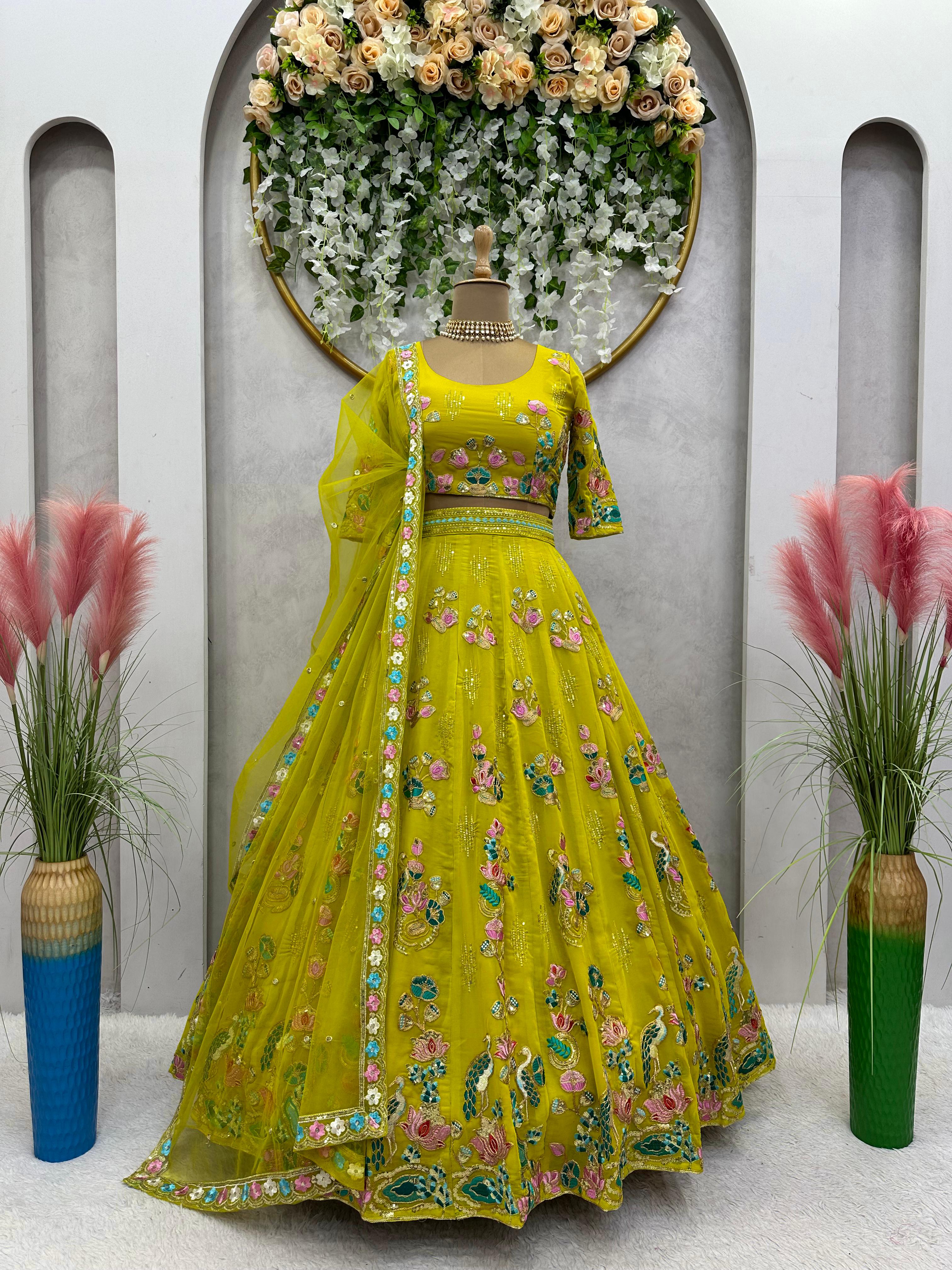 Designer Haldi Wear Heavy Work Yellow Color Lehenga Choli