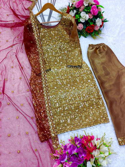 Dazzling Coffee Color Shine Shade Salwar Suit