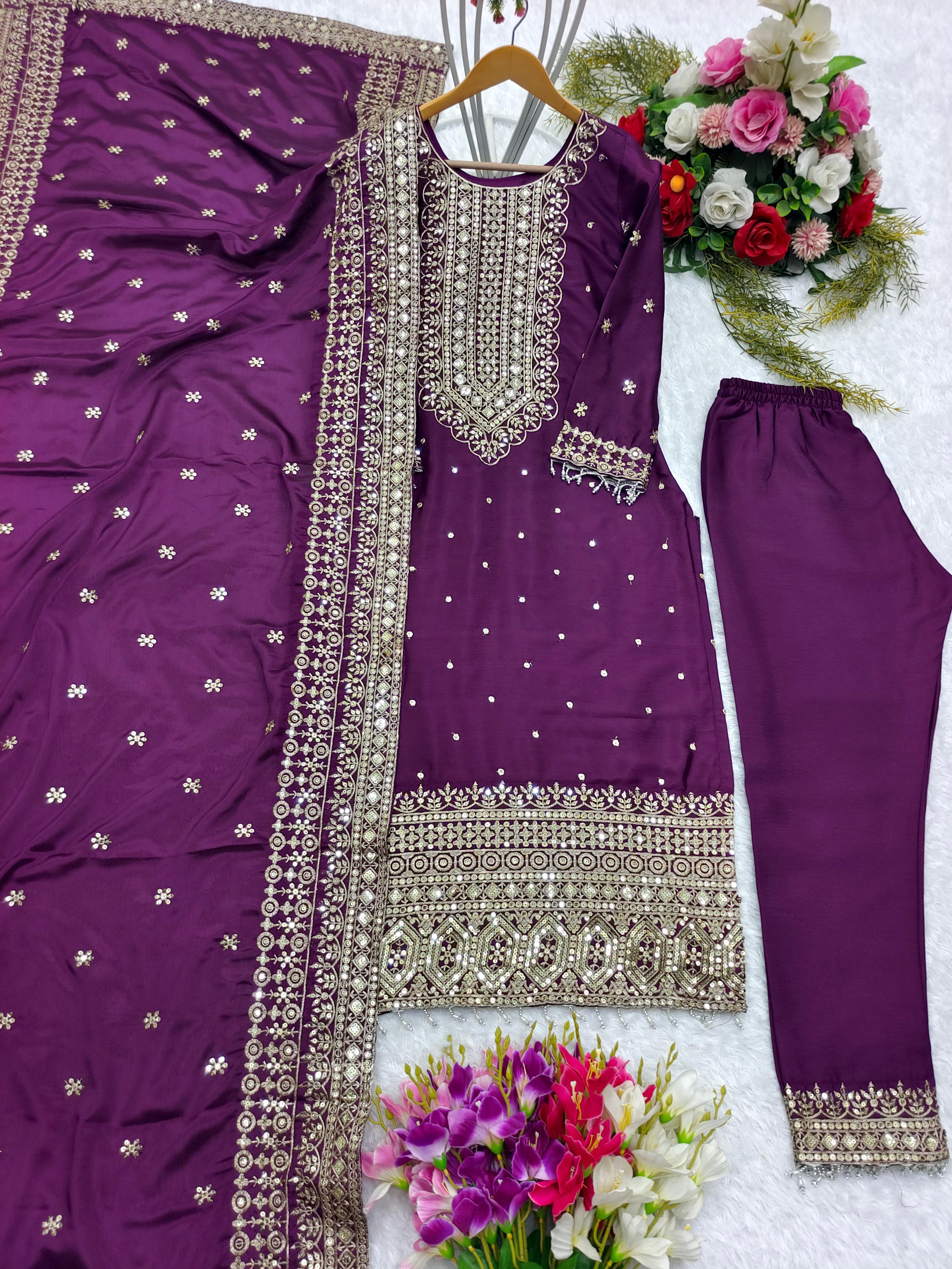 Purple Color Embroidery Work Terrific Salwar Suit