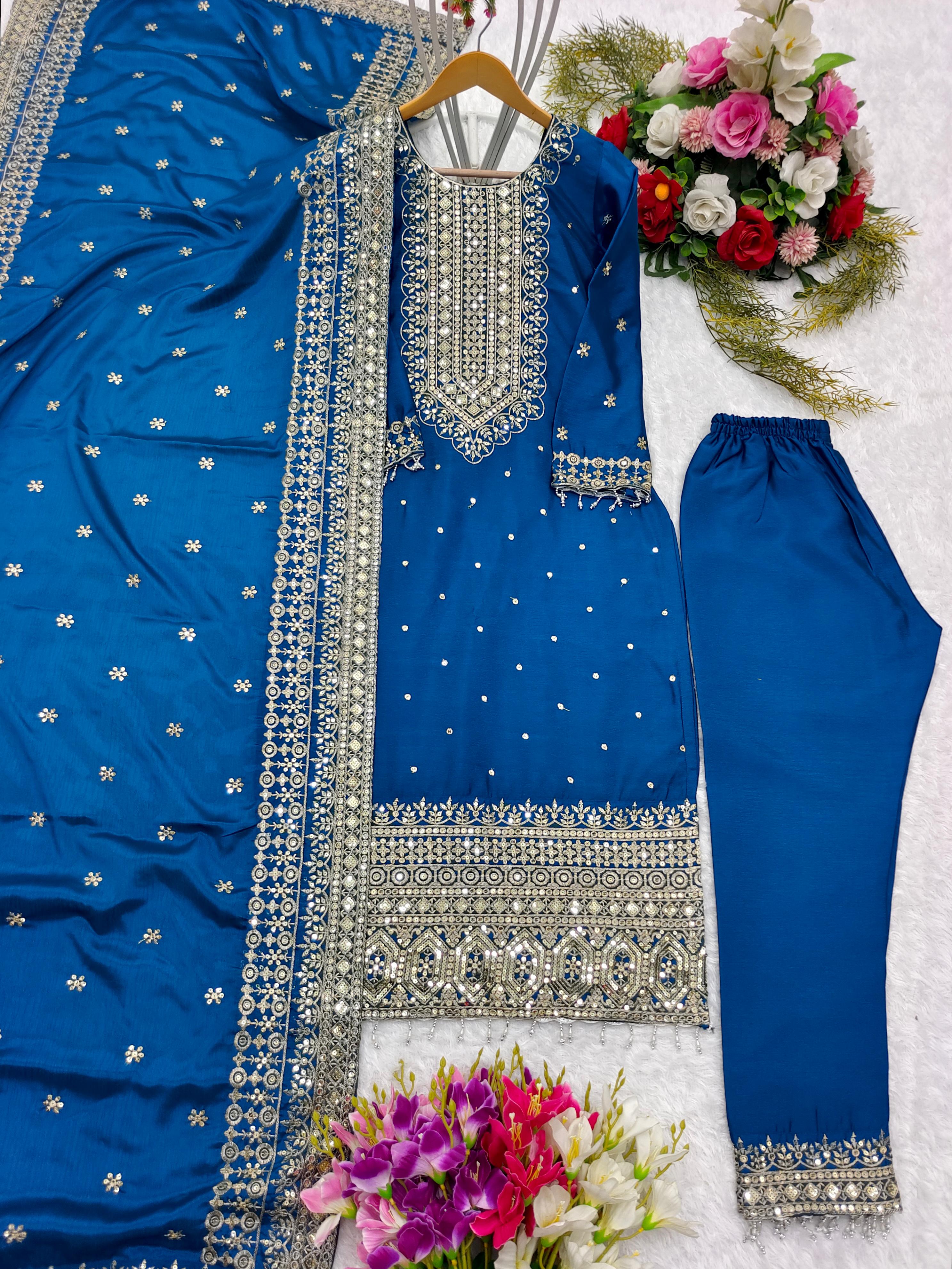 Blue Color Embroidery Work Terrific Salwar Suit