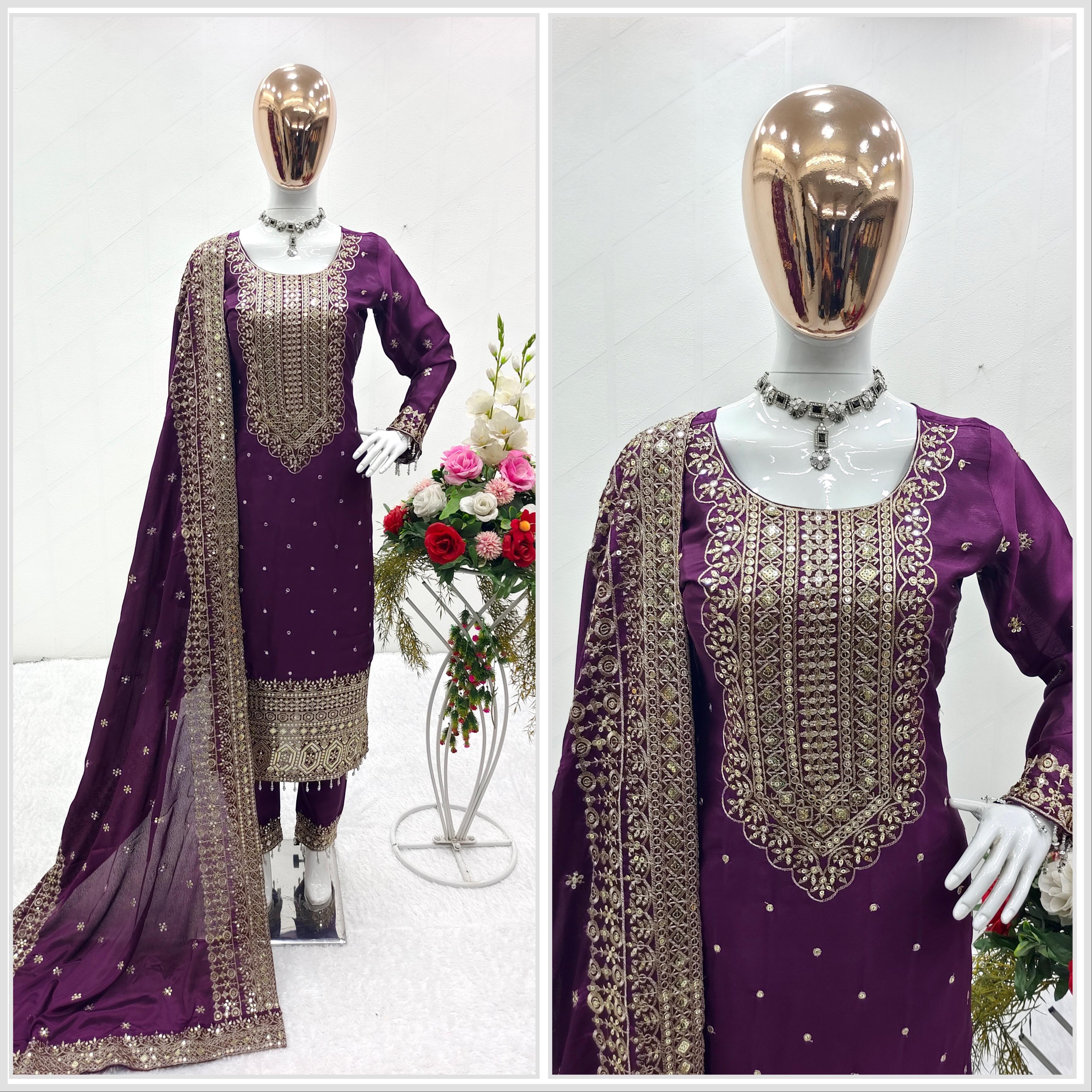 Purple Color Embroidery Work Terrific Salwar Suit