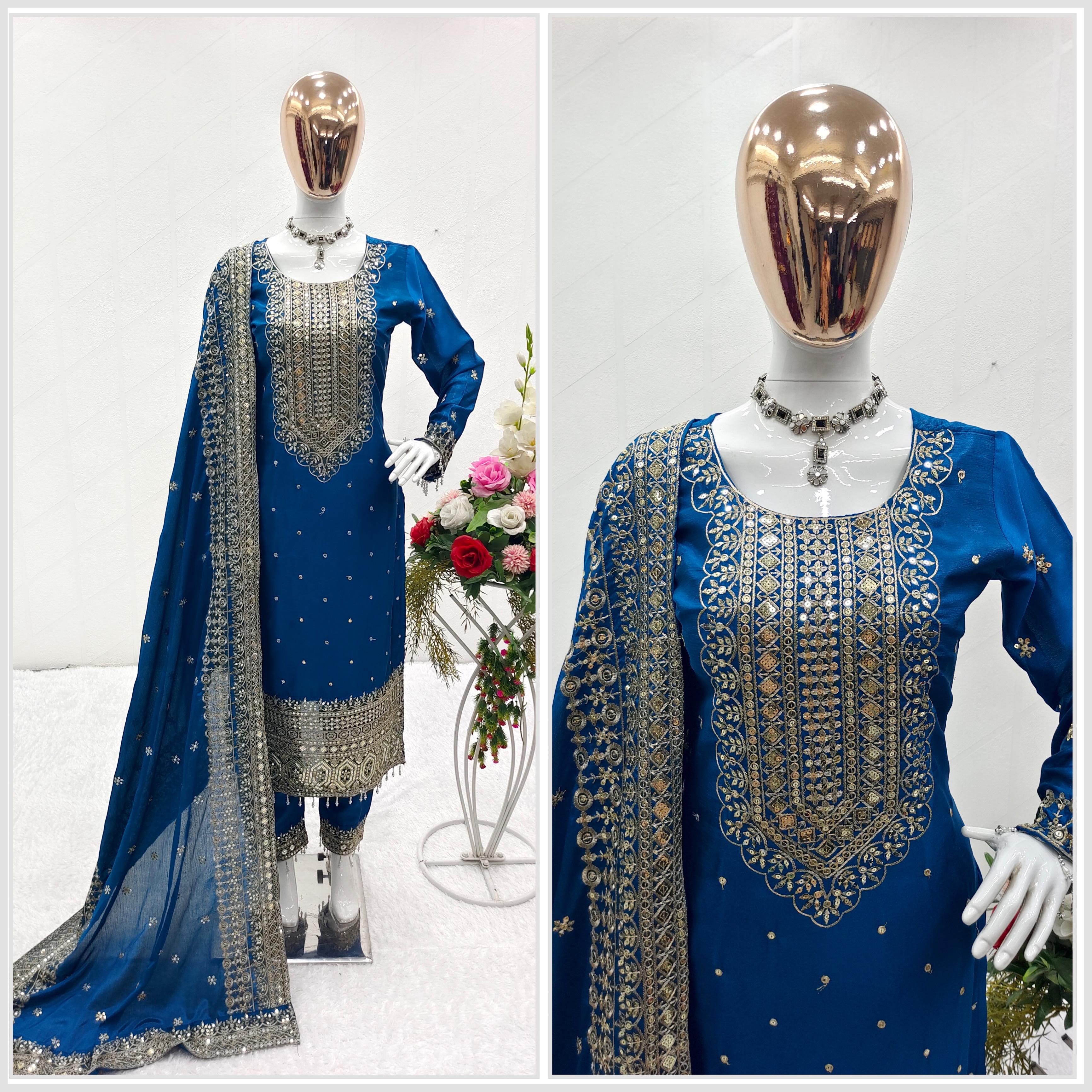 Blue Color Embroidery Work Terrific Salwar Suit