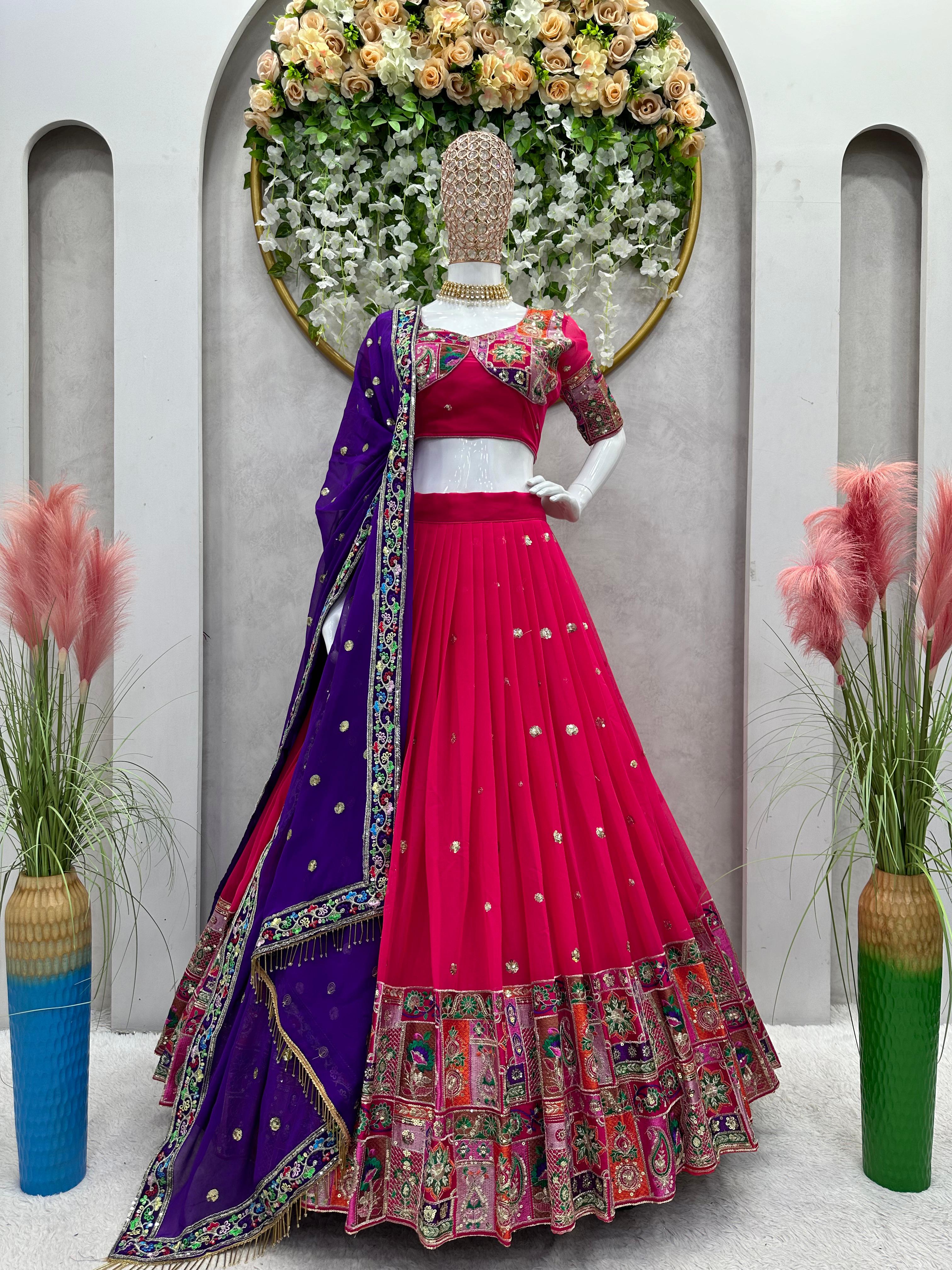 Awesome Pink Lehenga Choli With Heavy Embroidery Work