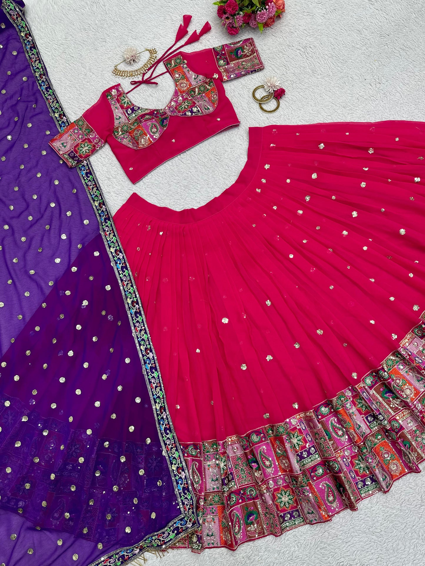 Awesome Pink Lehenga Choli With Heavy Embroidery Work