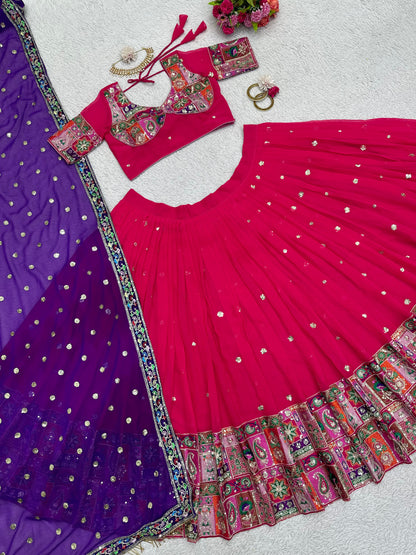 Awesome Pink Lehenga Choli With Heavy Embroidery Work