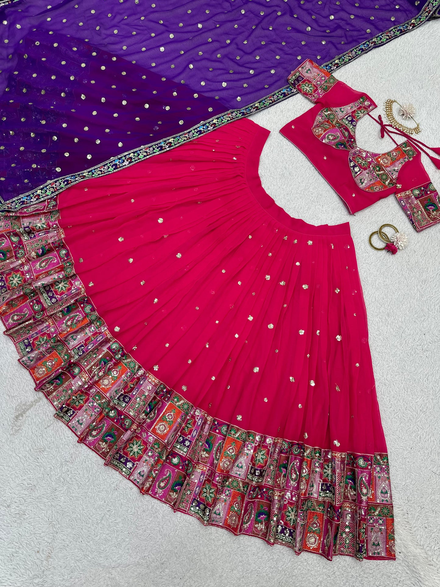 Awesome Pink Lehenga Choli With Heavy Embroidery Work