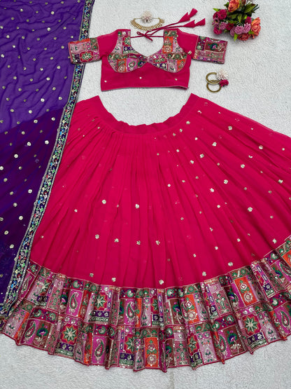 Awesome Pink Lehenga Choli With Heavy Embroidery Work